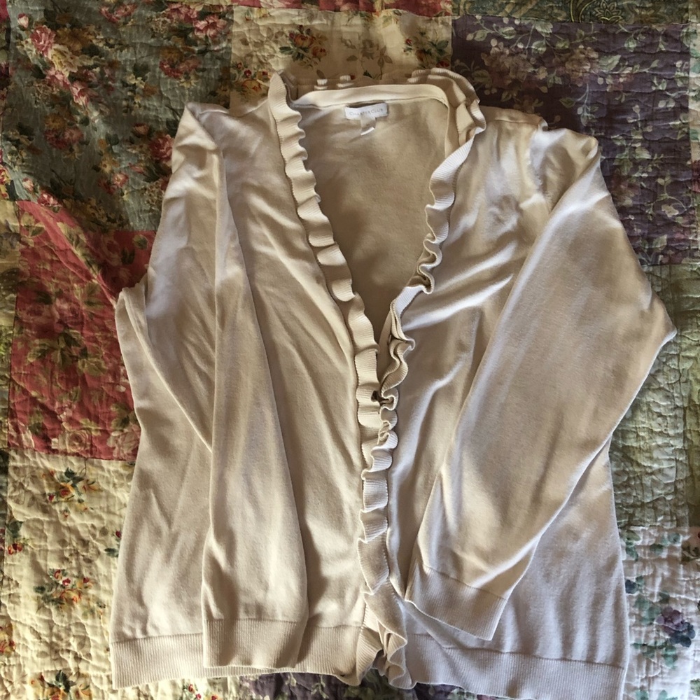 Charter Club Ruffled button down sweater Sz XL